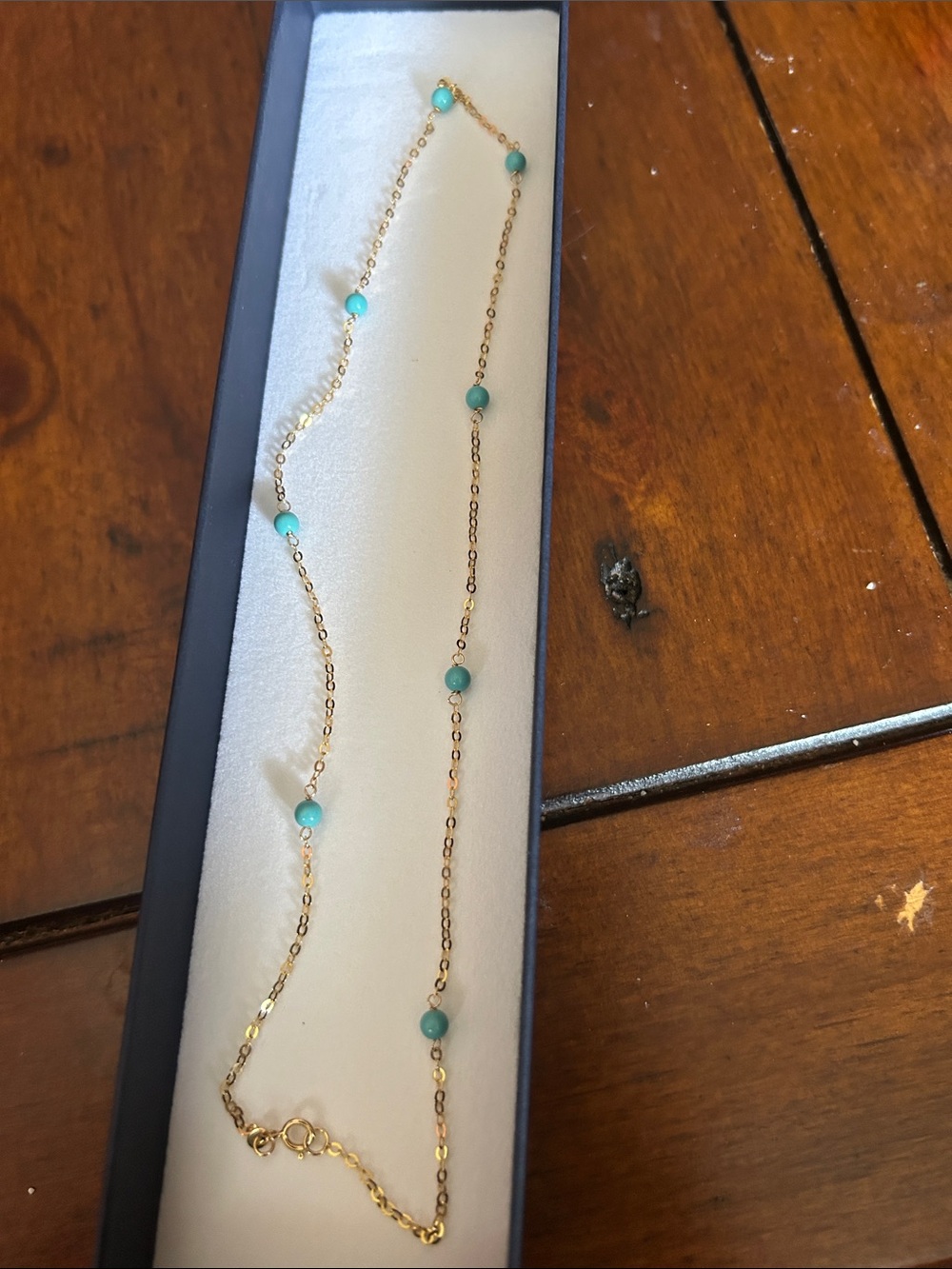 Flash Sale Today Only 🛍️ 14k Yellow  Solid  Gold Necklace with Turquoise Bead